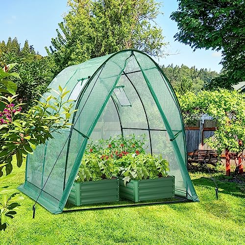 Portable Tunnel Greenhouse Outdoor Heavy Duty Walk in Green House with Mesh Windows 7k