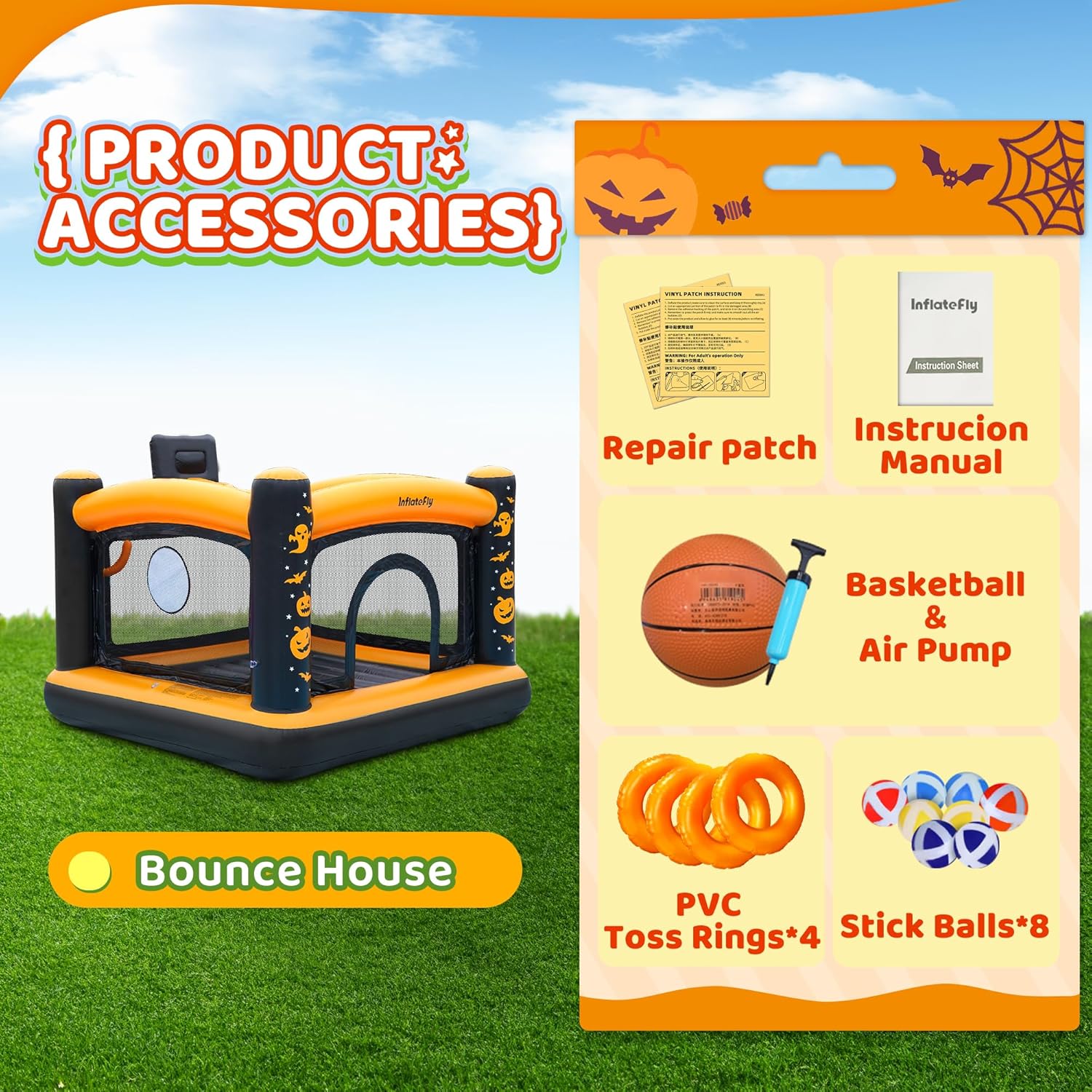 Inflatable Bounce House for Toddlers with Ball Pit and Basketball Hoop U4555
