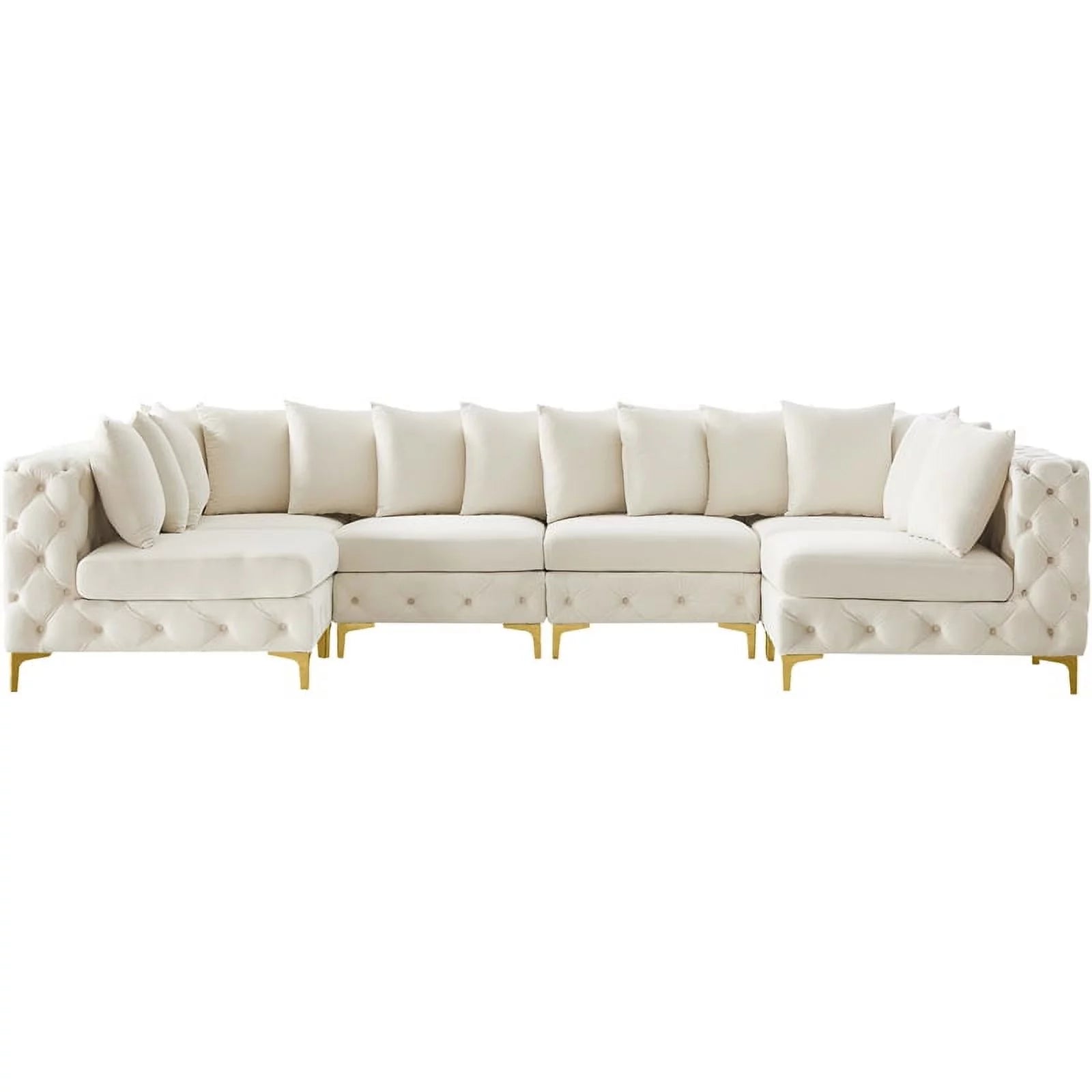 Maklaine Cream Velvet Modular Sectional R397354
