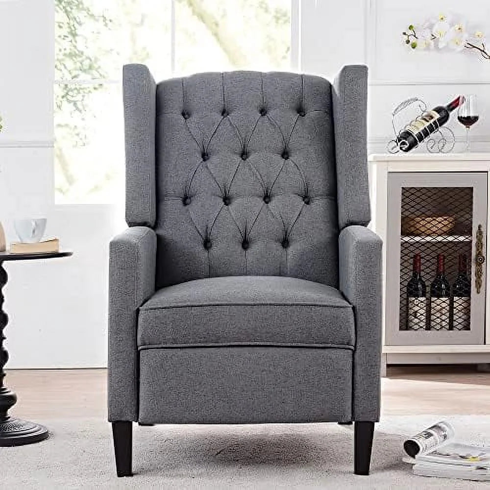NLIBOOMLife Wingback Recliner Chair Breathable Fabric Push Back Recliner for Living Room Beige H588