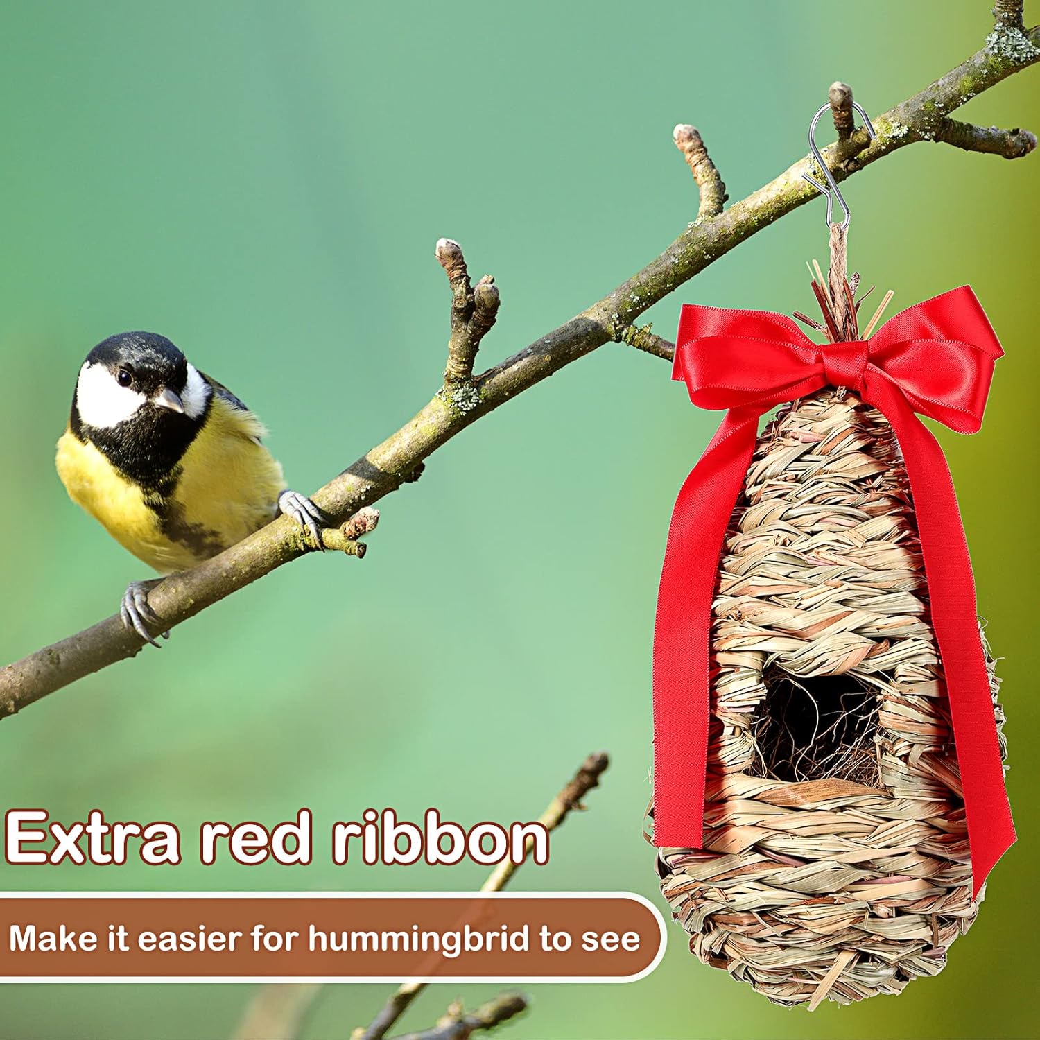 Hummingbird Nest House for Outside Hanging with Coconut Fiber m7