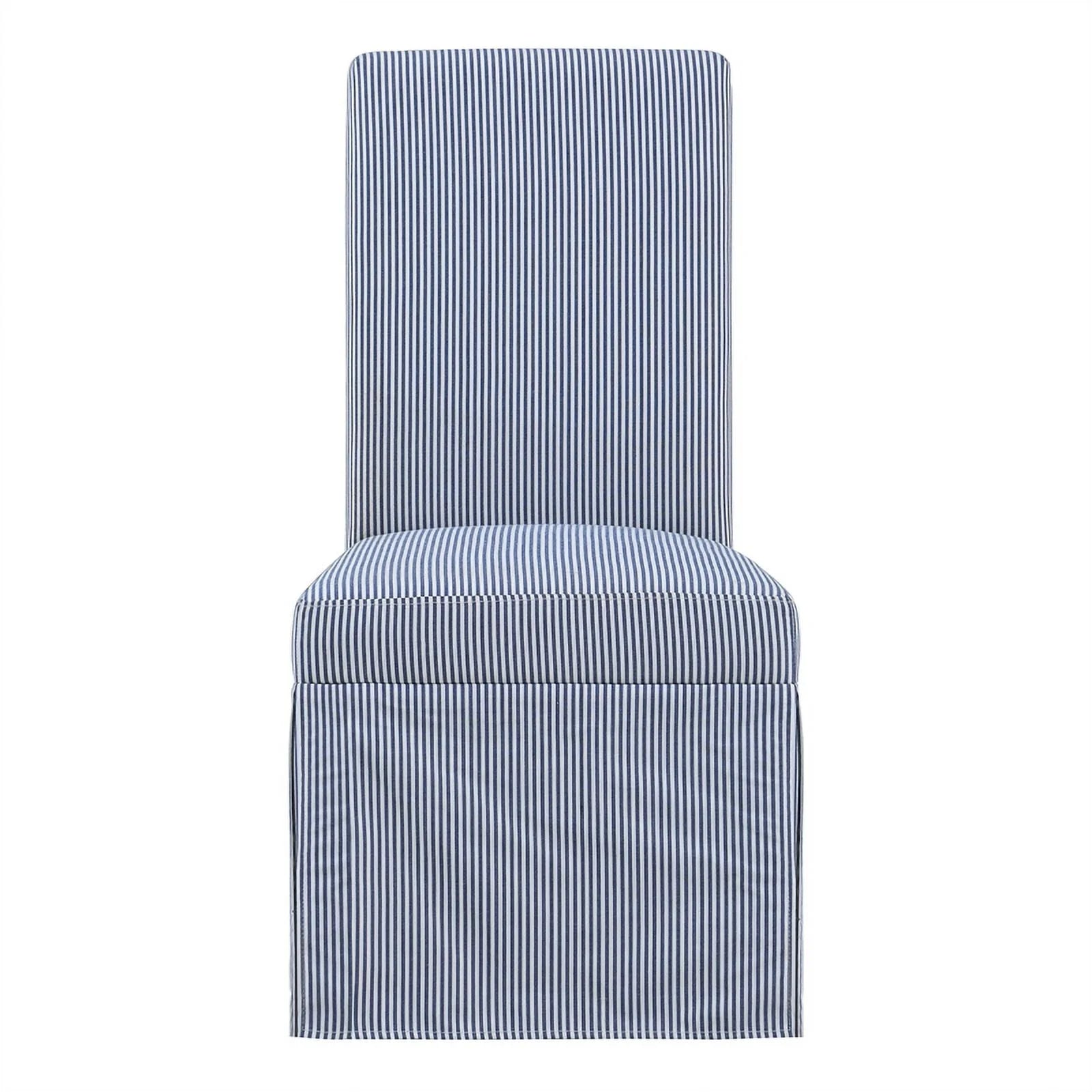 Adalynn Slipcover Dining Chair 2 Pack Navy Stripe B66436