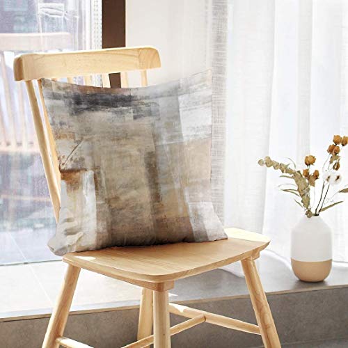 Brown and Grey Decorative Throw Pillow Covers for Couch, Set of 2, 12x20 Inches Q543