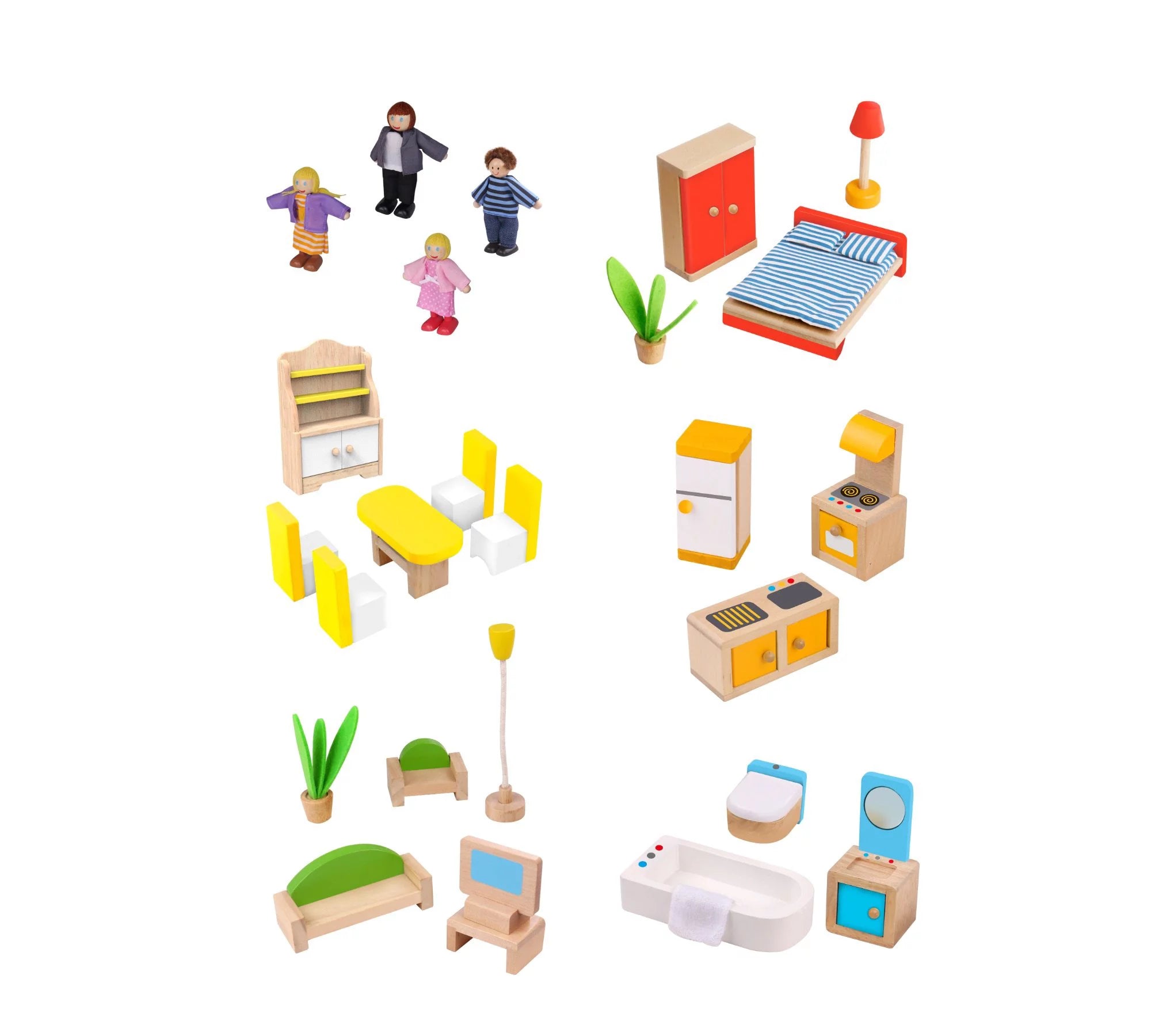 TOYSTER'S Wooden Dollhouse Playset with Furniture for Toddler Girls and Boys W407392