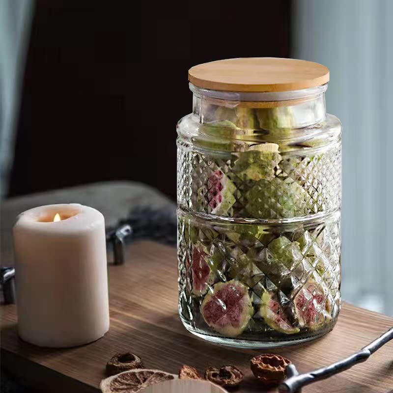 1 Gallon Glass Cookie Jar with Bamboo Lid Airtight Storage Container U474137