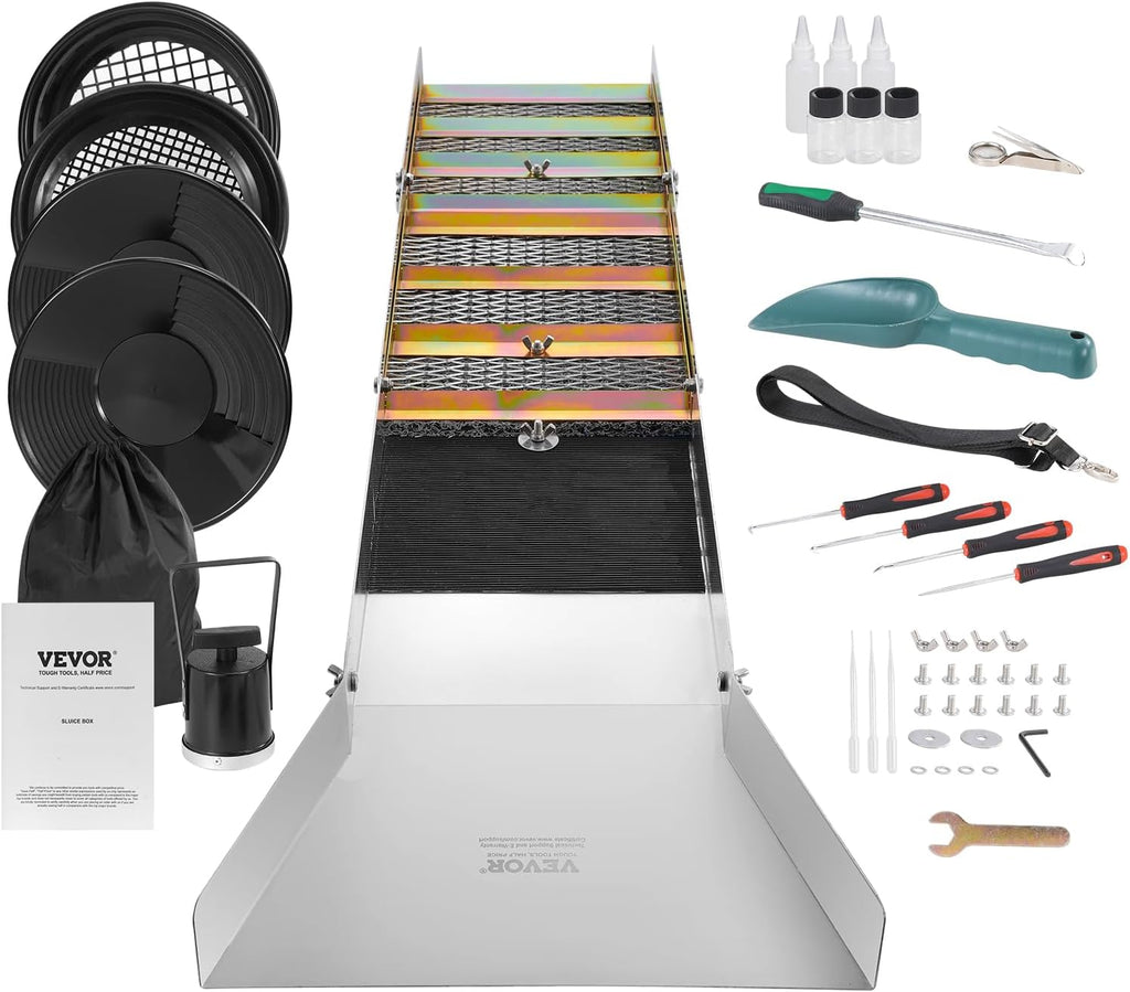 VEVOR 50 Inch Folding Sluice Box Gold Panning Kit with Backpack S9340