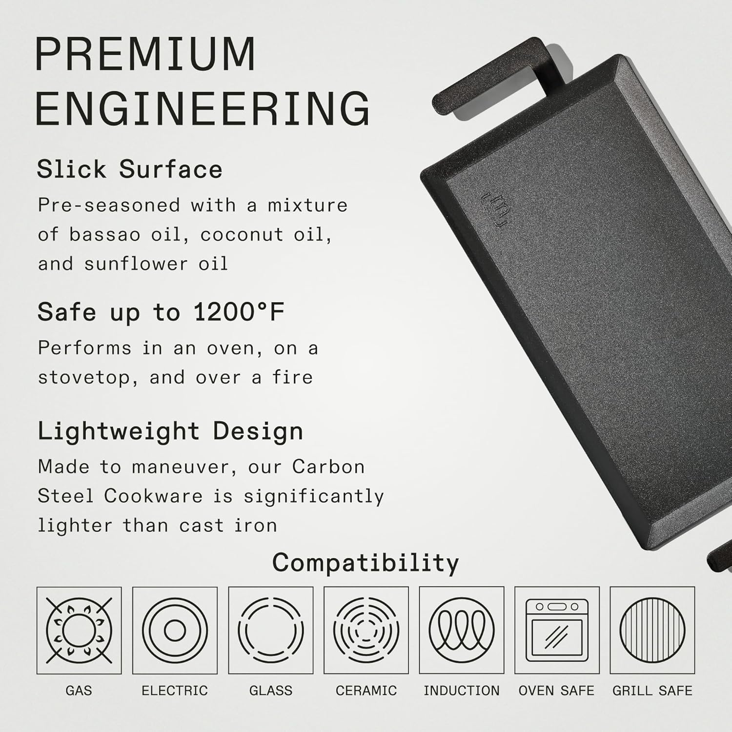 Made In Cookware Carbon Steel Griddle, Induction Compatible X74836