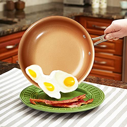 Red Copper 10 Inch Ceramic Non-Stick Fry Pan Skillet by BulbHead B658914
