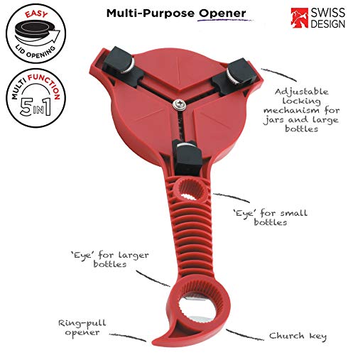 Kuhn Rikon 5-in-1 Multi-Purpose Jar, Bottle & Can Opener with Safety LidLifter P380949