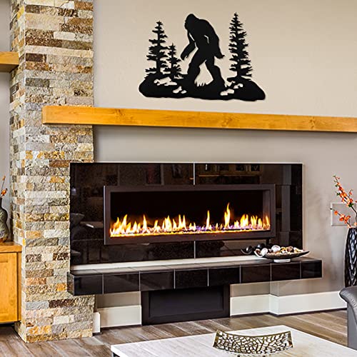 Bigfoot Yard Statue Metal Wall Decor Black 7k