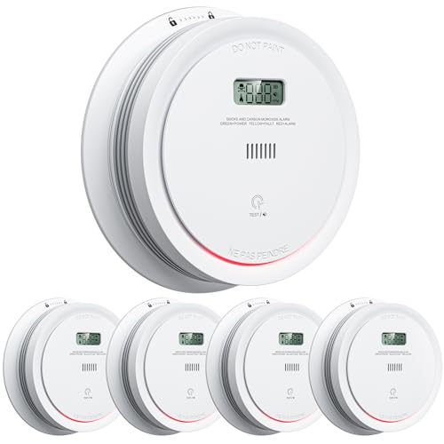 Smoke Detector Carbon Monoxide Detector Combo 10 Year Battery, 2 in 1 Fire & CO Alarm with LCD Display,Smoke Alarm Co Detector with Test/Silence Button for Home (1pack)