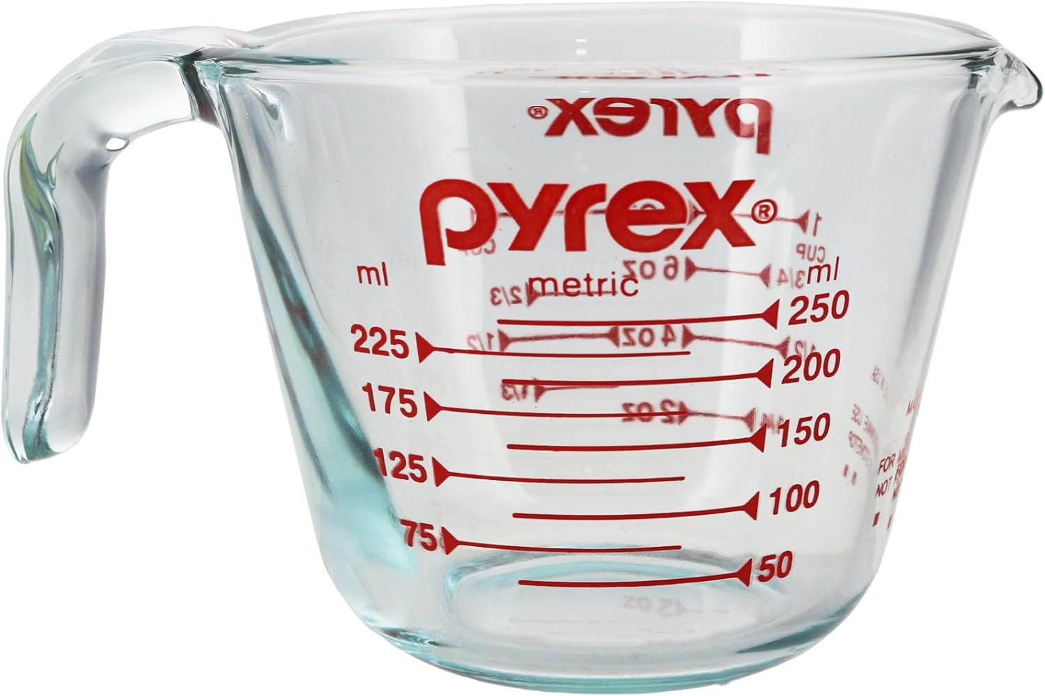Pyrex Prepware 1-Cup Measuring Cup, Clear with Red Measurements K47182
