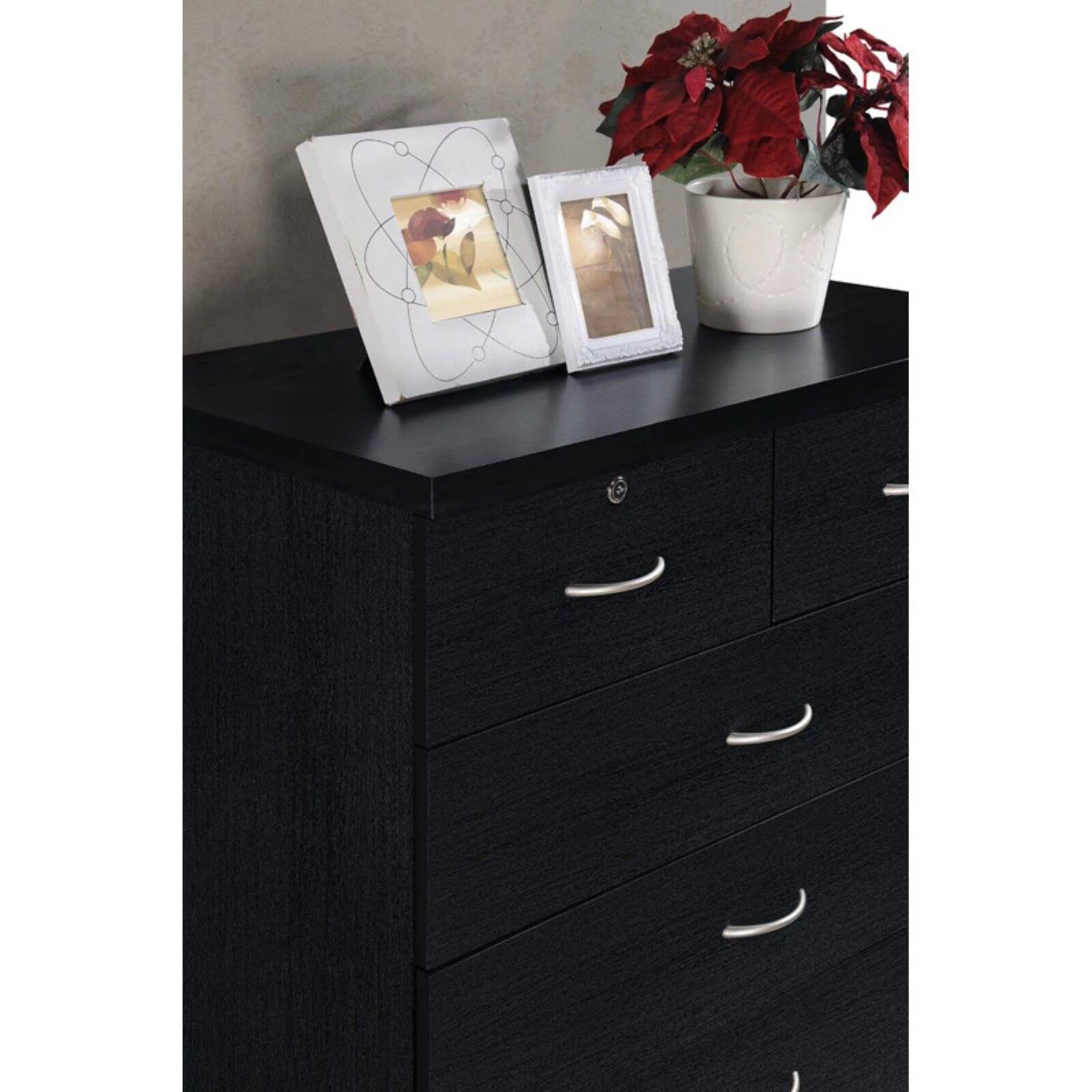 Hodedah 7 Drawer Wooden Dresser Chest with 2 Top Locks, Cherry K8270
