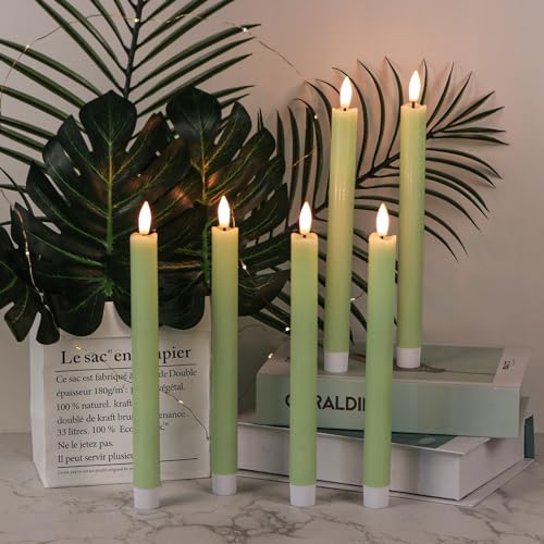 Drip Wax Flameless Taper Candles with Remote, Battery Operated LED Warm Light, Pack of 6 Ivory 9.64 Inch k7