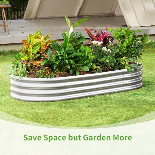 Galvanized Raised Garden Bed Kit Oval Metal Planter Box k7m