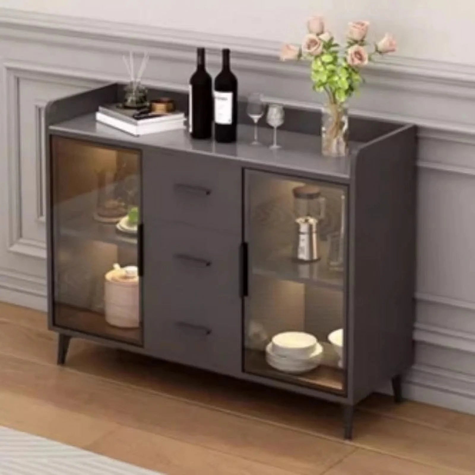 YN50SB Wood Sideboard Display Cabinet Storage T8336