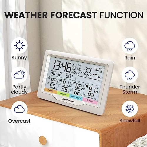 Newentor Wireless Indoor Outdoor Weather Station with Atomic Clock, Black X336