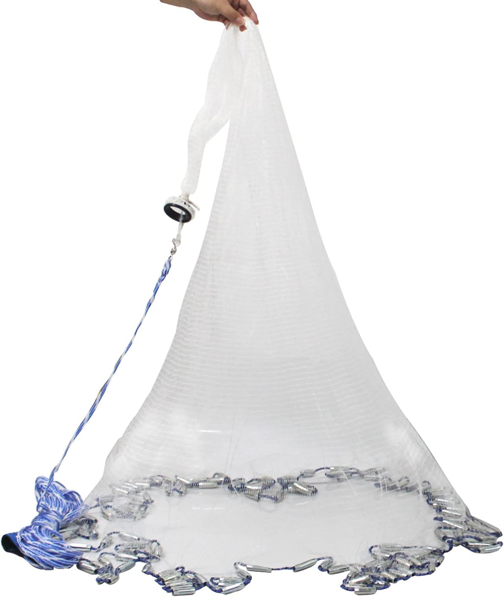 Saltwater Fishing Cast Net 4Ft Radius Stainless Steel Weights 3/8in Mesh k7