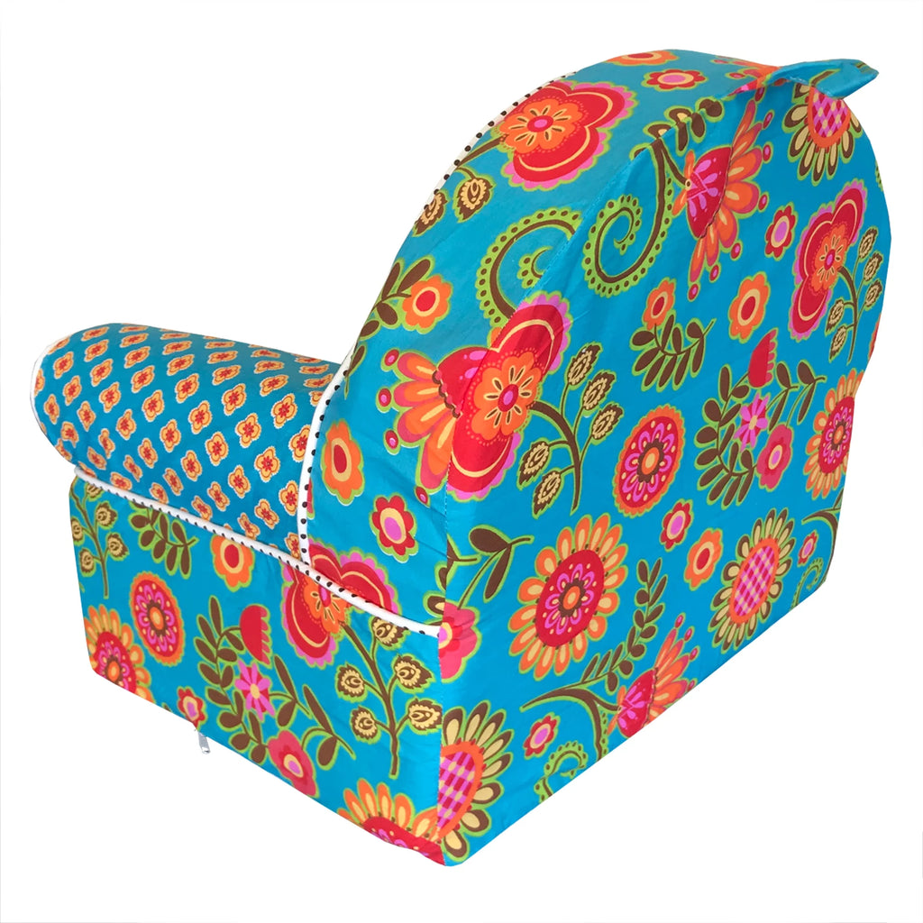 Cotton Tale Designs Baby/Toddler Foam Chair, Turquoise Orange Multi Floral Dot Q874
