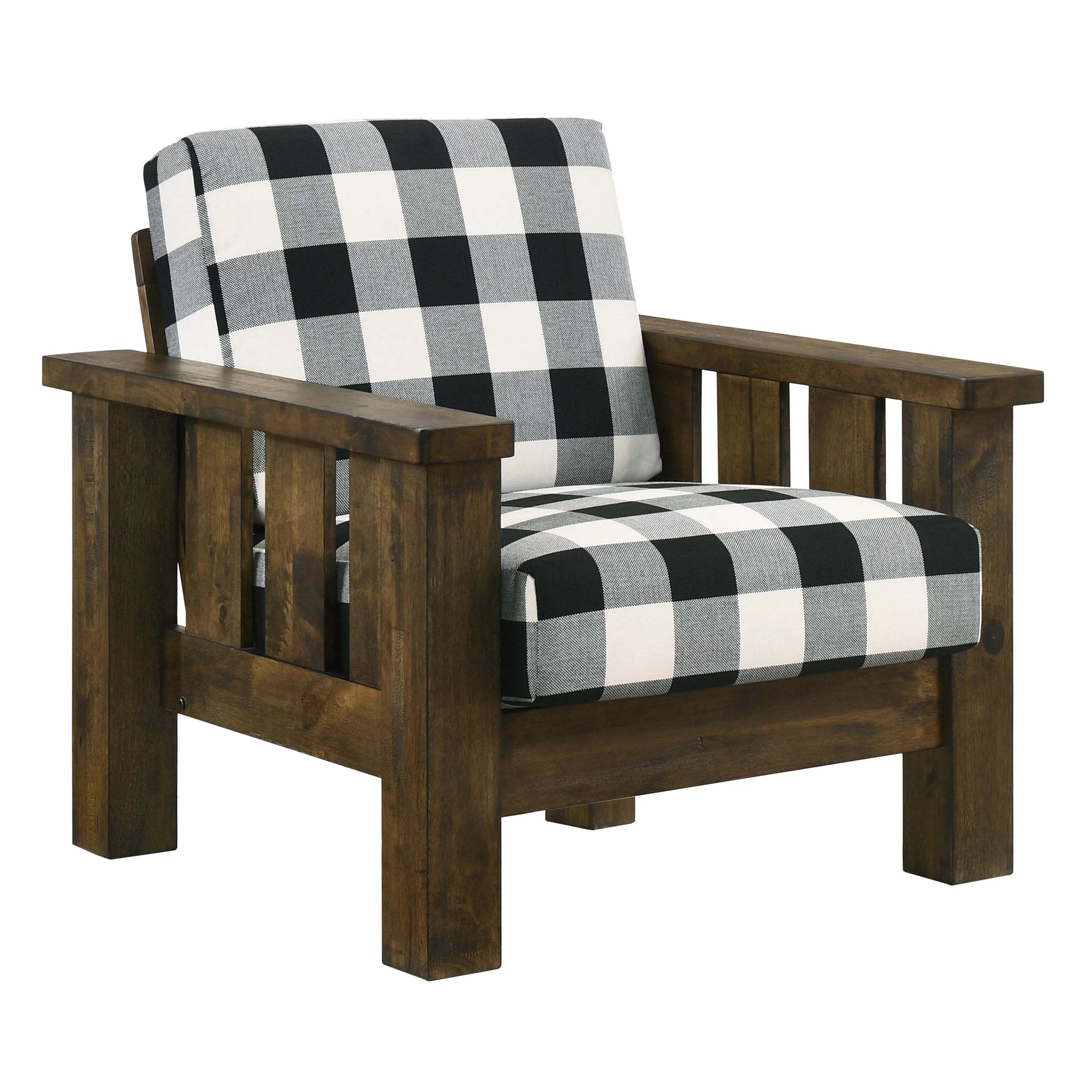 Furniture of America Jimo Rustic Oak Linen Accent Chair W165358