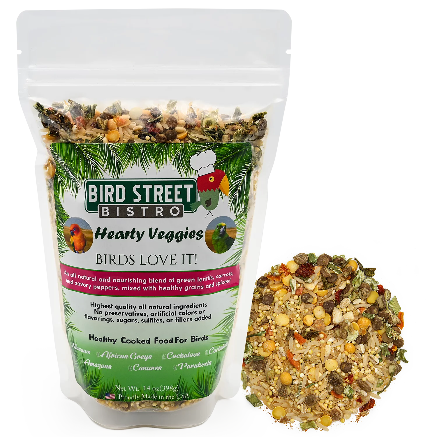 Bird Street Bistro Hearty Veggies Parrot Food Natural Grains R76225