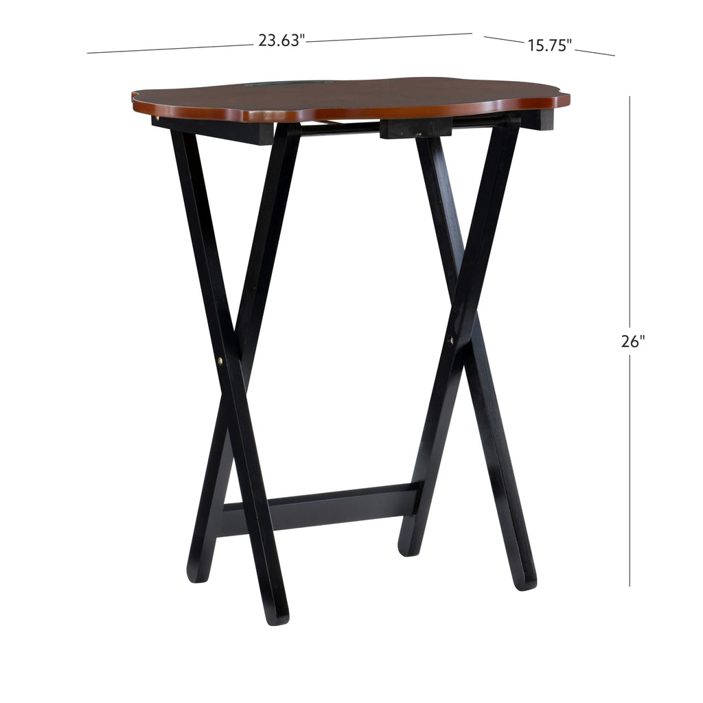 Powell Serpentine 5-Piece Folding Side Table TV Tray Set with Stand, Hazelnut/Black H30120