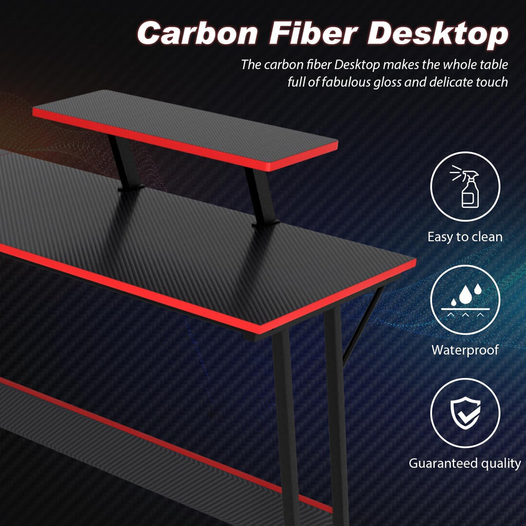 L Shaped Desk 50.4 Inch Corner Computer Desk with Monitor Stand, Black X6445