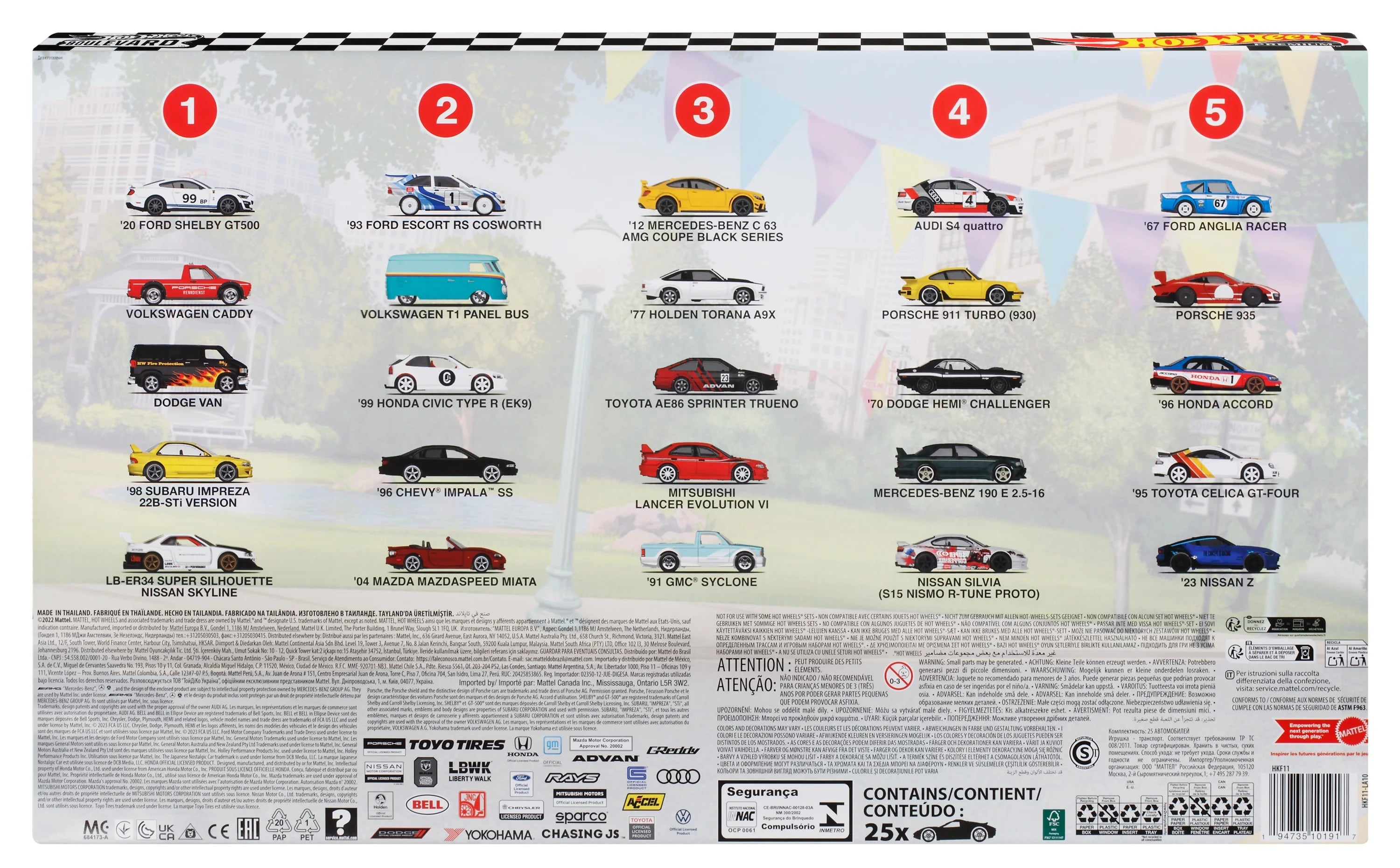 Hot Wheels Boulevard 25-Car Factory Set, 1:64 Scale Sports Cars X58198