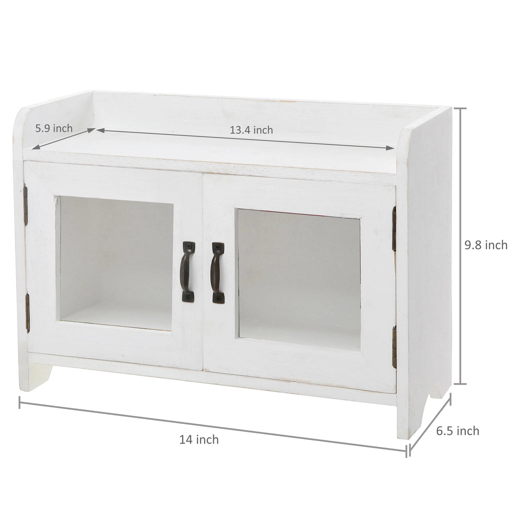 MyGift Antique White Wood Countertop Cabinet Organizer Z63801