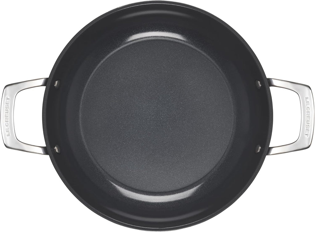 Le Creuset Essential Non-stick Ceramic Shallow Braiser with Glass Lid, 3.5 qt. W313