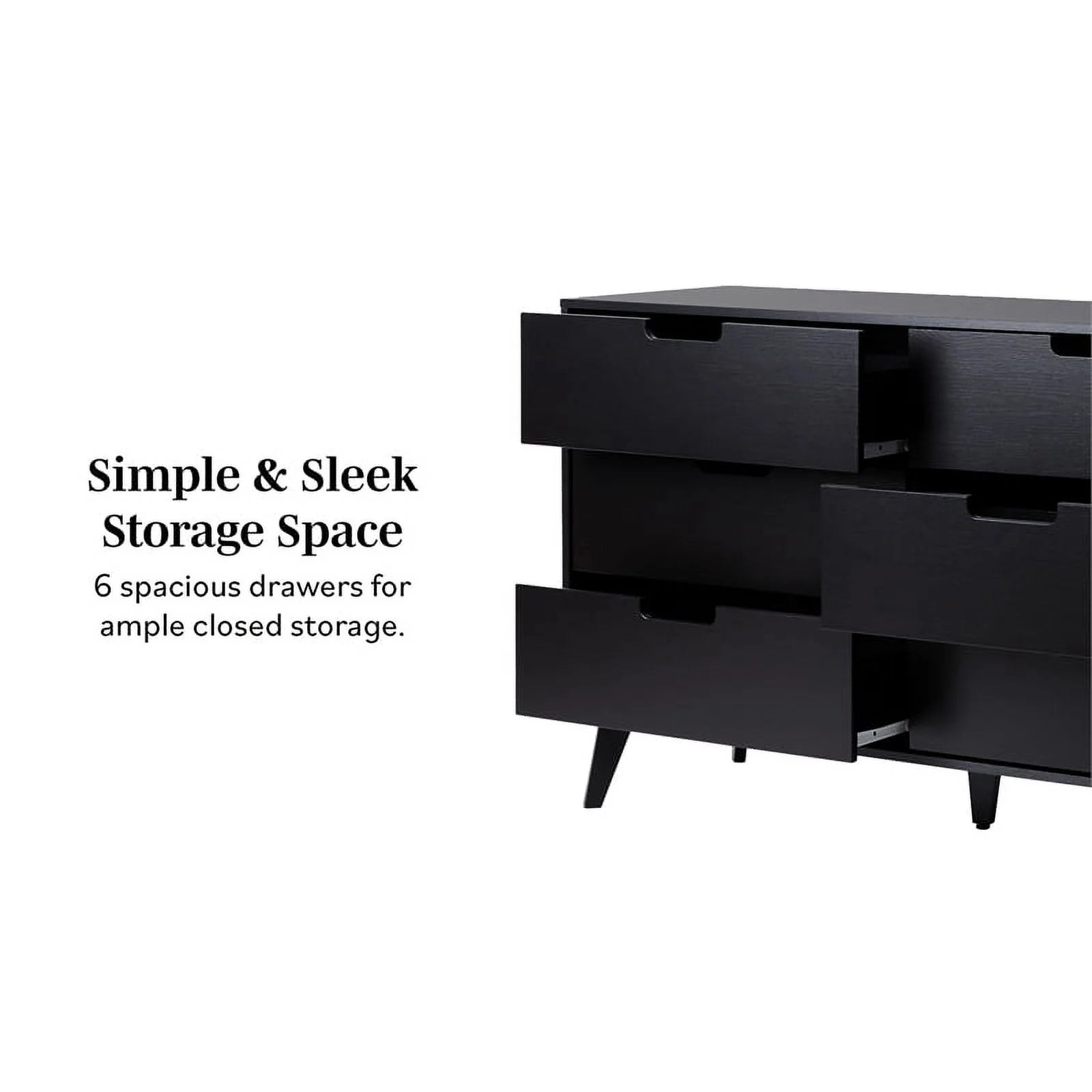 Pemberly Row 6 Drawer Wood Dresser with Cut Out Handles - Black M54744