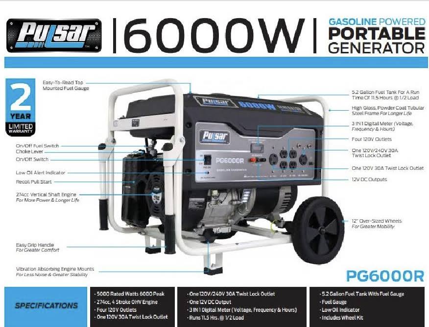 Portable Gas Generator 6000 Watt a7
