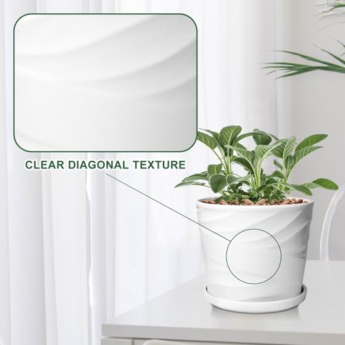 Ceramic Plant Pot with Drainage Saucer 8 Inch Indoor Planter k7