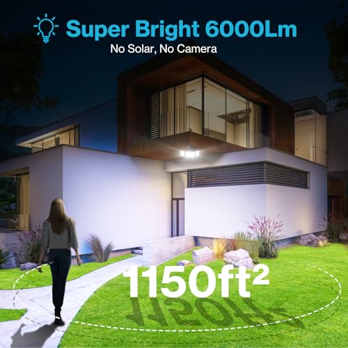 Olafus 65W Motion Sensor Outdoor LED Security Light, 2 Pack, 6000LM, Black N8841