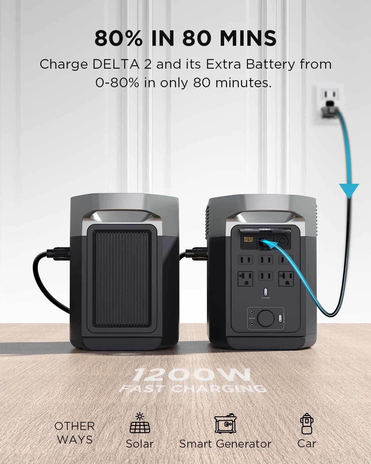 EF ECOFLOW Delta 2 Smart Extra Battery 1024Wh LiFePO4 Expansion Battery B5016