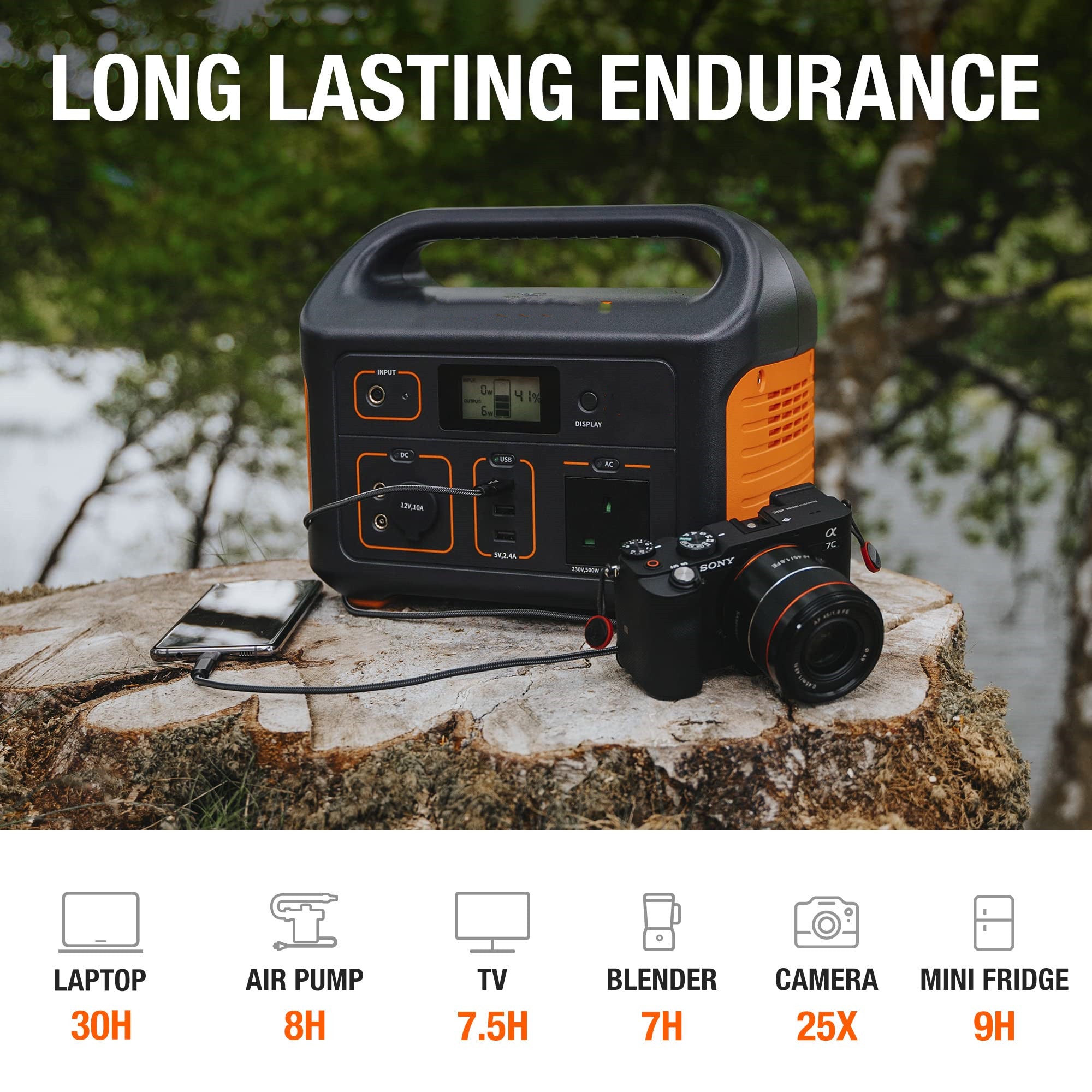 Portable Power Station 518Wh 500W AC Outlet a7