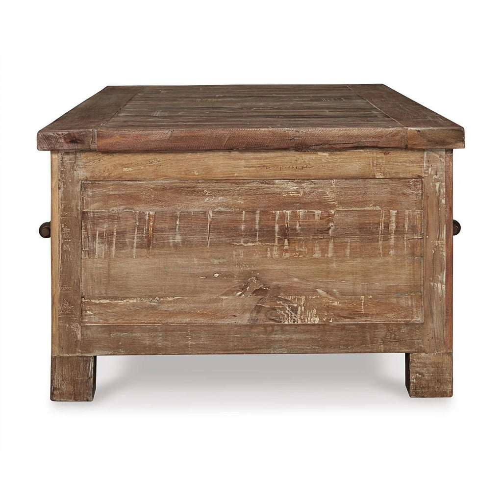 Ashley Furniture Randale Wood Coffee Table with Storage, Dark Brown B1247