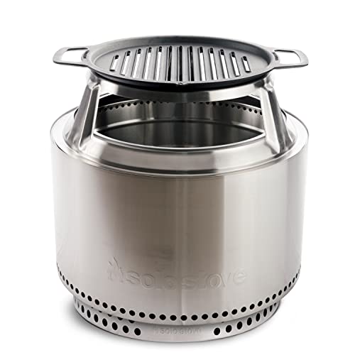 Solo Stove Bonfire Cast Iron Grill Cooking Bundle 2.0 | Smokeless Fire Pit, Stand, Grill & Hub, Wood Burning, Removable Ash Pan, Stainless Steel/Cast Iron, Height: 63 cm, Diameter: 44,5 cm, 20,3 kg