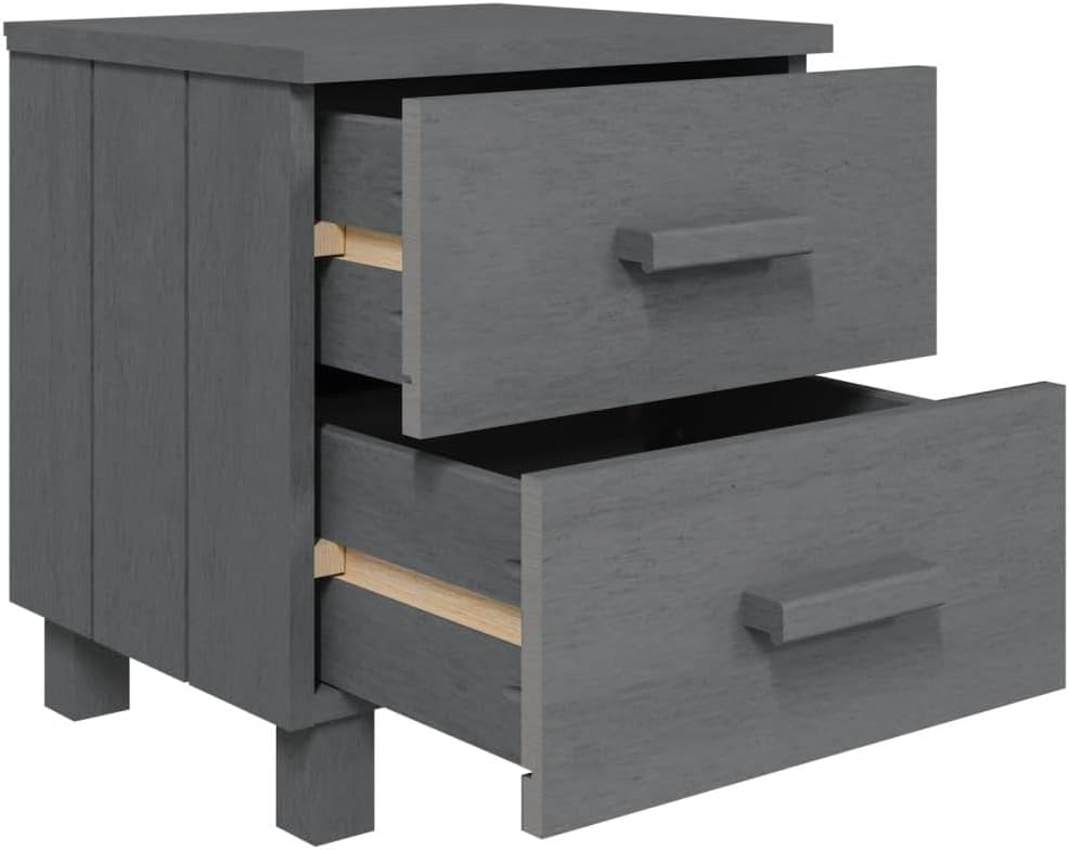 Solid Wood Bedside Cabinets Dark Gray Allesoky HAMAR 2-piece C534