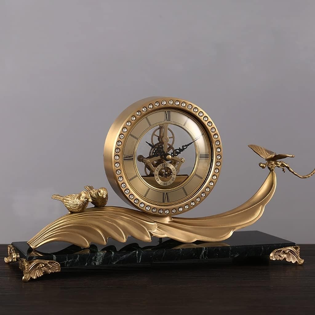 Brass Desk Clock Silent Modern Creative Ornament M6959