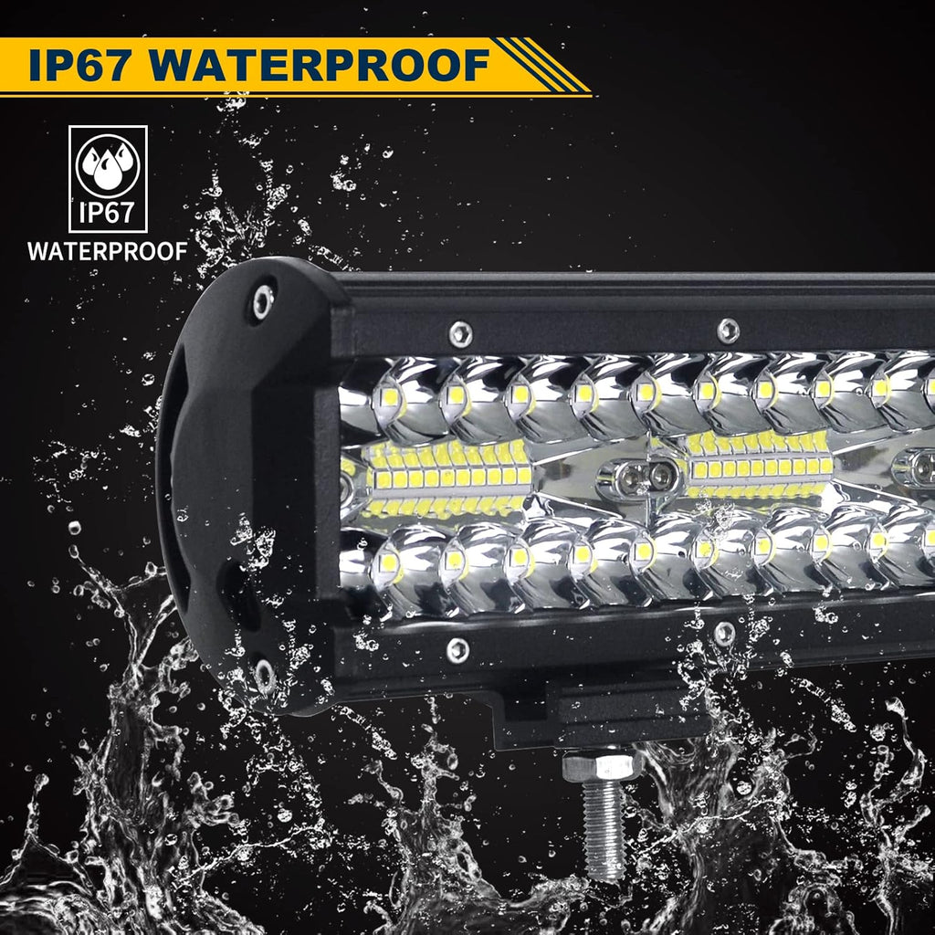 20 inch 420W LED Light Bar Spot Flood Combo Triple Row Driving Lights Wiring Harness Kit 12V 24V a7