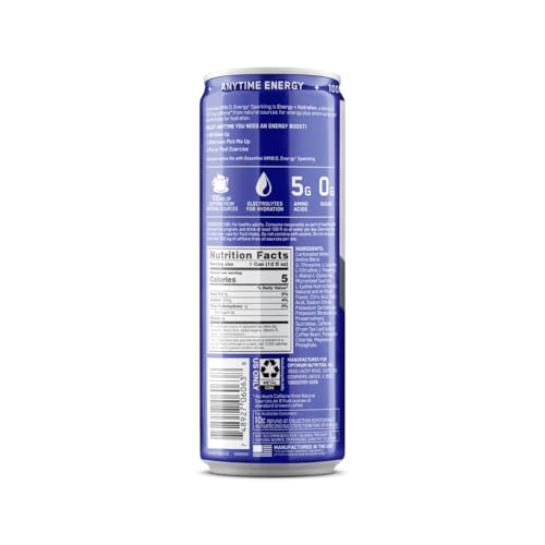 Sparkling Hydration Drink with Electrolytes & Caffeine, Sugar Free, Strawberry, 12 Pack a7