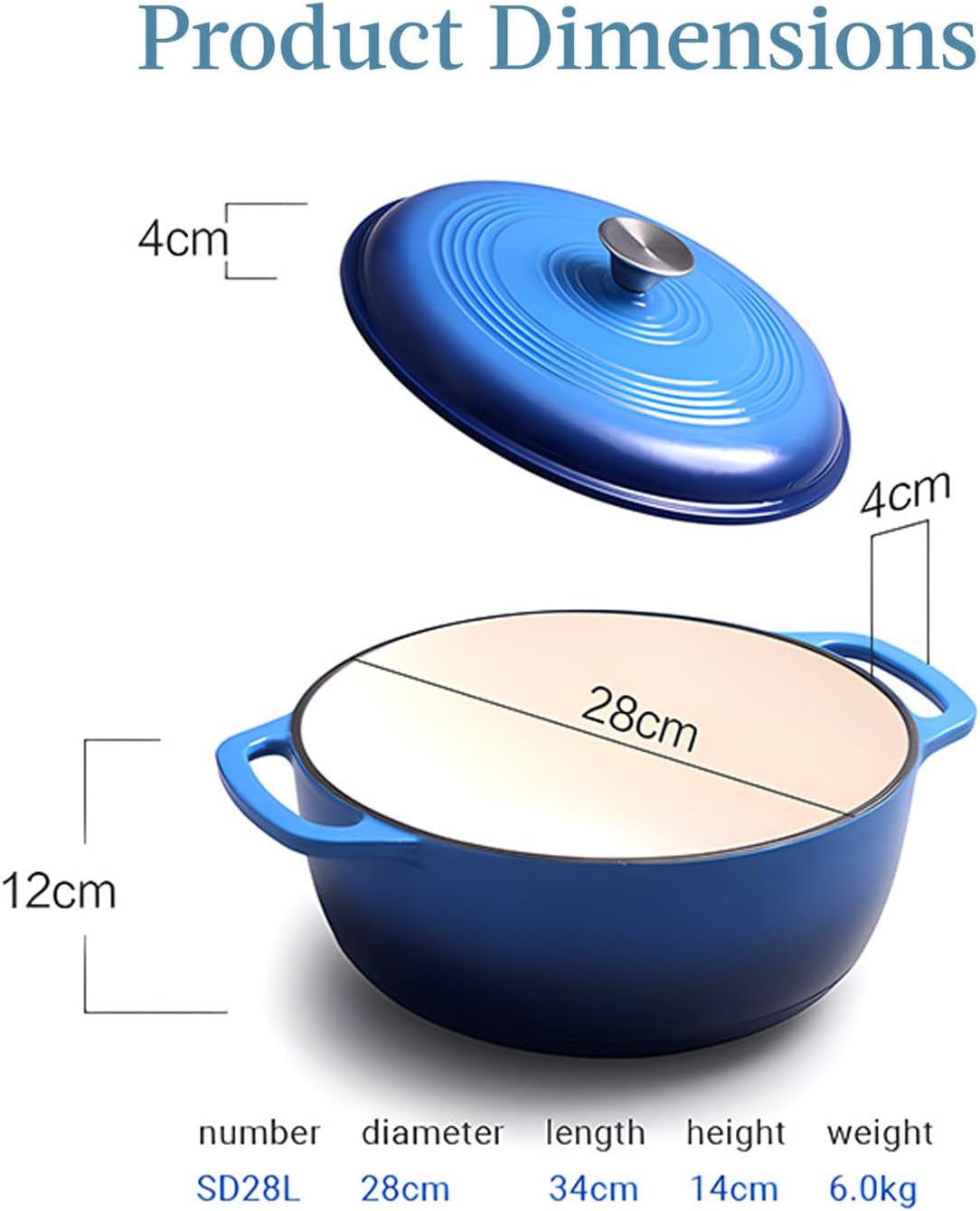7.5 Quart Enamel Cast-Iron Round Dutch Oven with Lid M366275