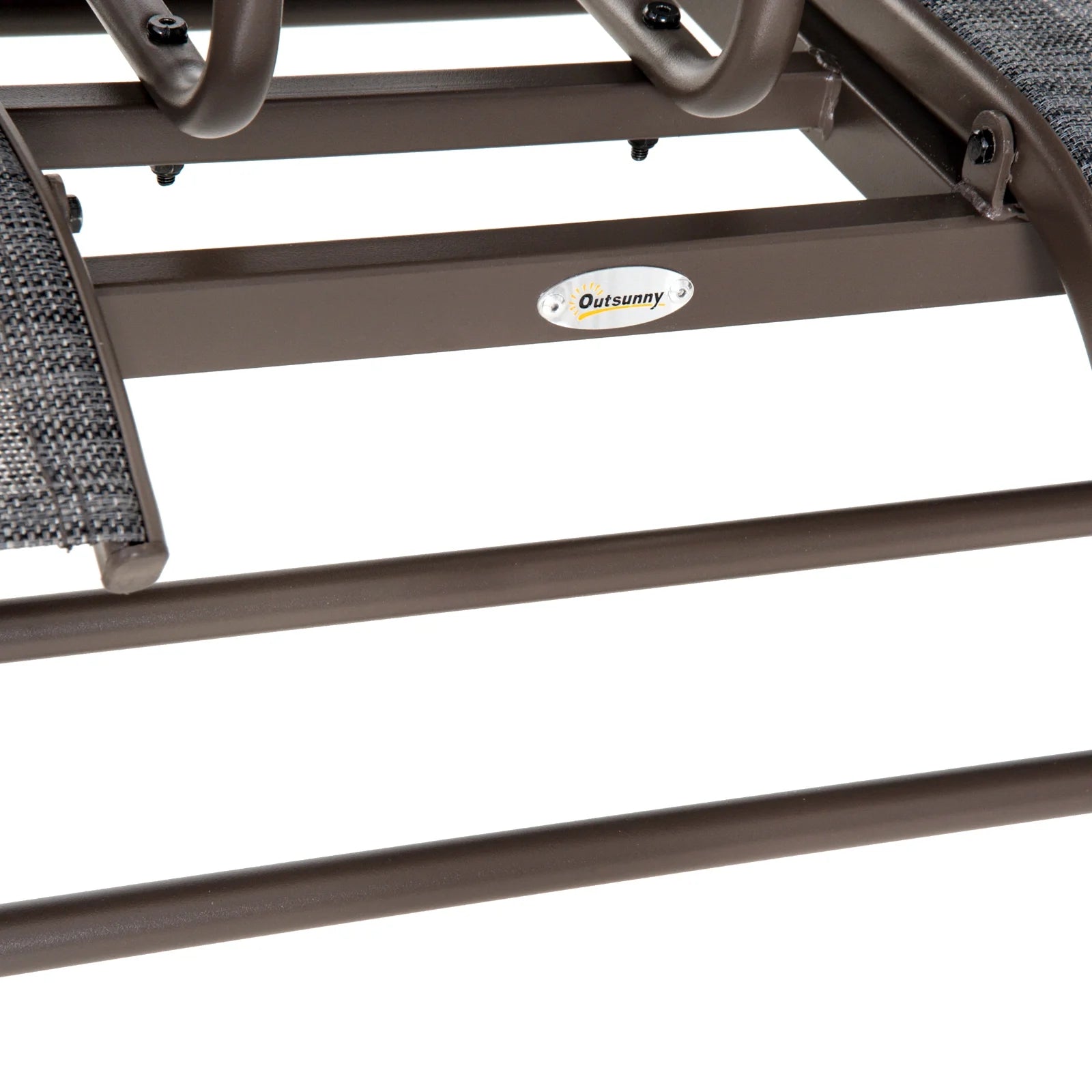 Outsunny Outdoor Glider Bench with Center Table, Metal Frame Patio Loveseat, Gray W632