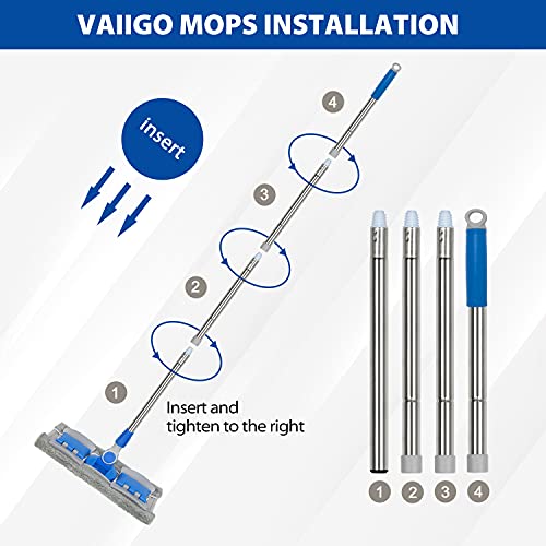Microfiber Hardwood Floor Mop with 5 Reusable Washable Pads, Wet or Dry Cleaning a7k