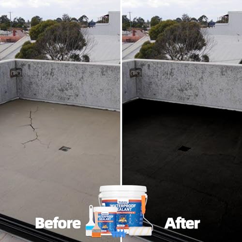 Waterproof Agent 32oz Black Liquid Rubber Sealant for Roofs, Walls, Bathroom J460833