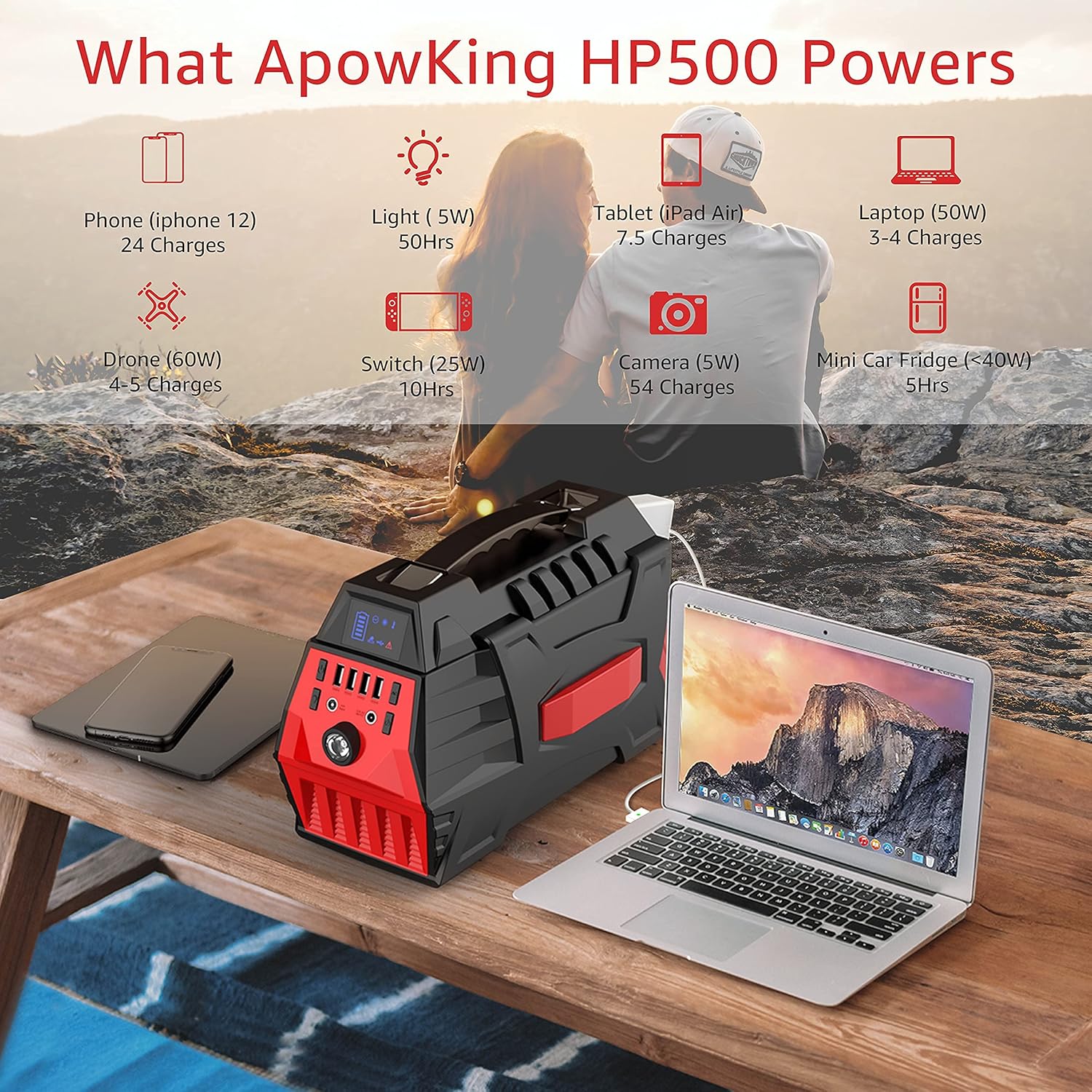 500W Portable Power Station 296Wh Solar Generator Backup Battery Pack a7