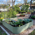 VEGEGA 17" Tall L-Shaped Modular Corrugated Metal Raised Garden Beds Large Size - Green