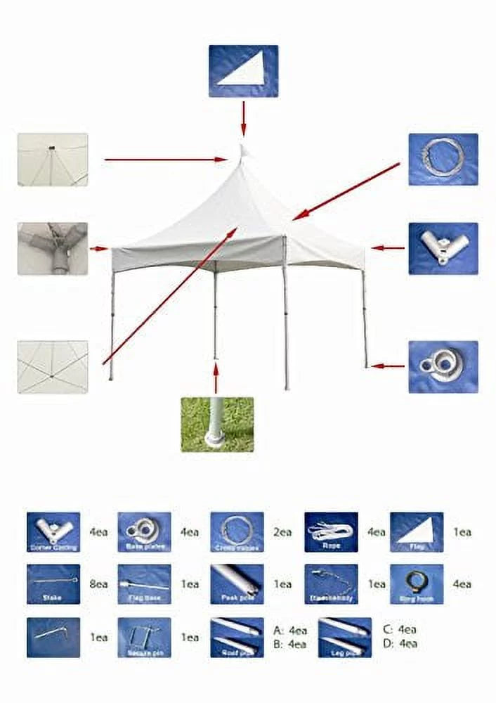 Eurmax 10x13 High Peak Marquee Party Tent Canopy White O46195
