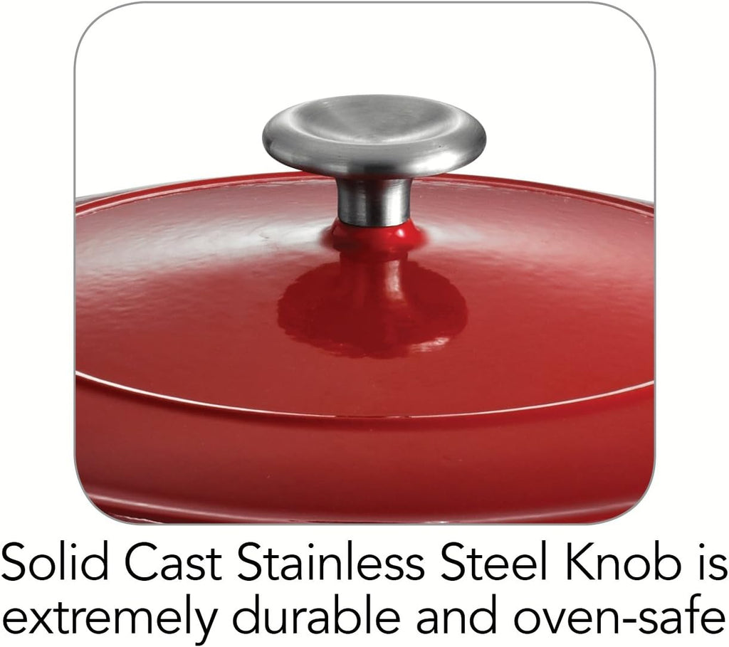 Tramontina Covered Round Dutch Oven Enameled Cast Iron 6.5-Quart, Red F51374